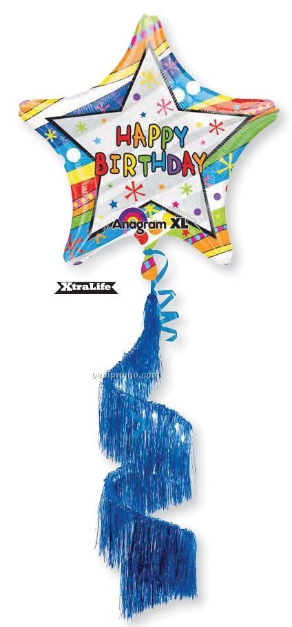 31" Coil Tail Wavy Pattern Birthday Balloon