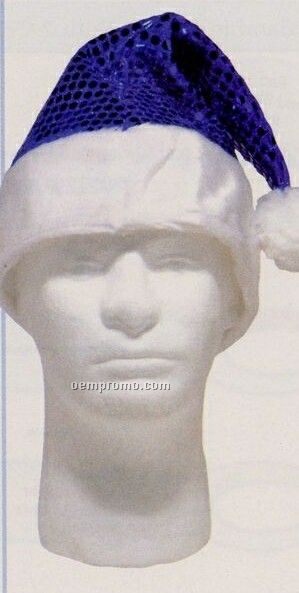 Blue Sequin Santa Hat