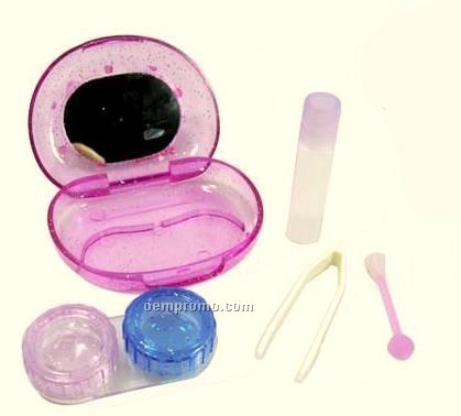 Contact Lens Set W/Plastic Case/ Tweezers & Eyedrop Bottle