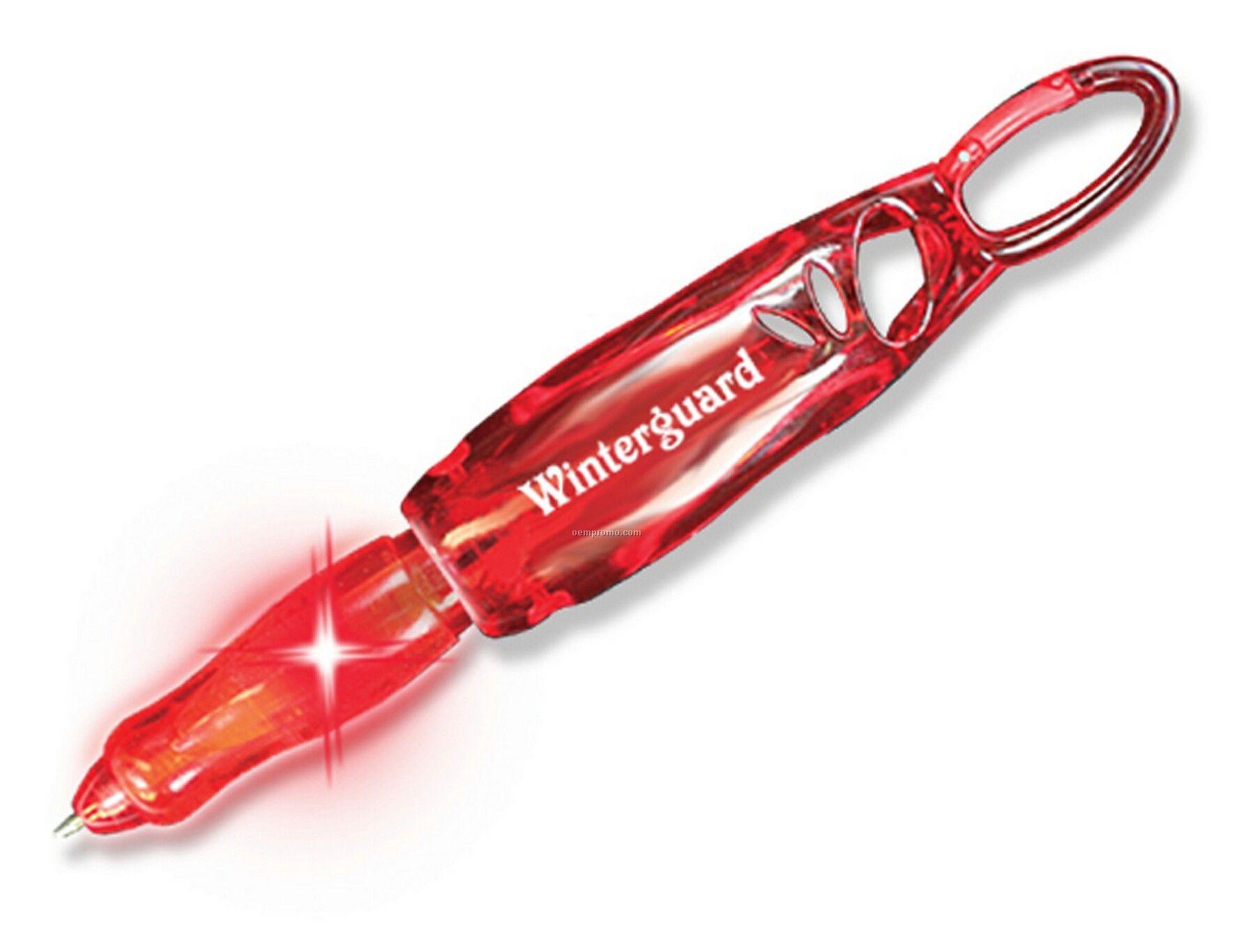 Folding Carabiner Buzpen - Red/ Red Light