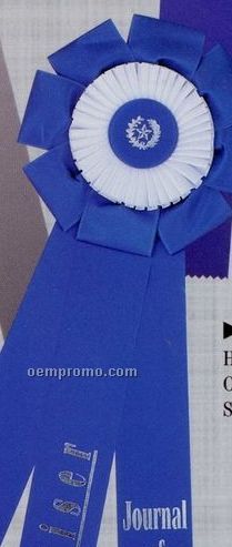 28" Custom Double Rosette Ribbon With Triple 2 1/2"X24" Streamers