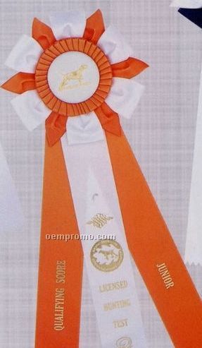 18" Custom Triple Layer Rosette Ribbon With Triple 2"X15" Streamers