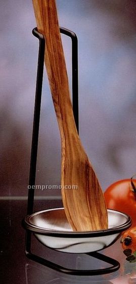 Metalla Stainless Steel Spoon Rest With Black Metal Frame