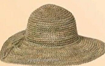 Straw Hand Crocheted Crown W/ 4" Brim