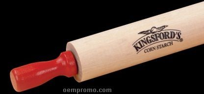 Hardwood Rolling Pin W/ Red Enamel Handles