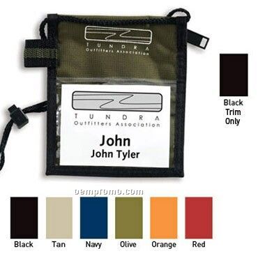 Small Trade Show Badge Holder Neck Wallets W/ Adjustable Cord - 1 Color