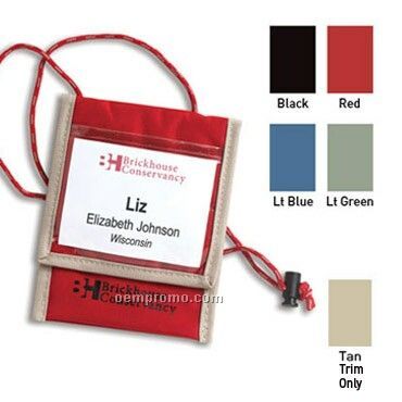 Medium Trade Show Badge Holder Neck Wallets W/ Adjustable Cord - 1 Color