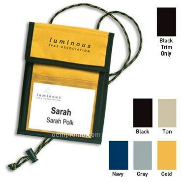 Large Trade Show Badge Holder Neck Wallets W/ Adjustable Cord - 1 Color