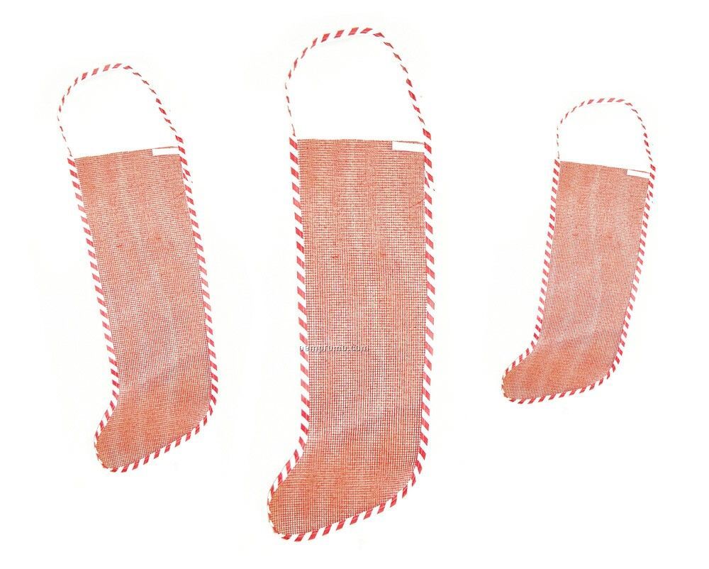 Empty Red Mesh Christmas Stocking 12