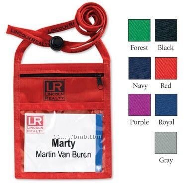 Large Sponsor's Choice Neck Wallet W/ Printable Lanyard - 1 Color