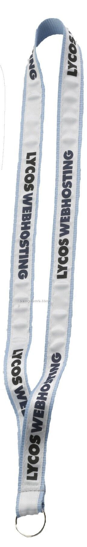 3/4" Imported Polyester Lanyard W/ Screen Printed Ribbon & Metal Split Ring
