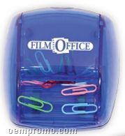 Translucent Blue Rolling Magnetic Paper Clip Dispenser (Printed)