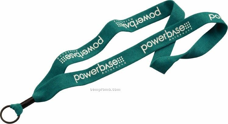 1" Knitted Cotton Lanyard With Metal Crimp & Metal Split-ring