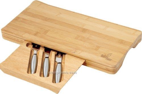 Hideaway Bamboo Cheese Board W/Utensils