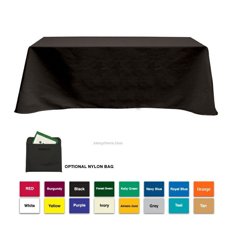 8' Poly/Cotton Table Cloth W/4 Side Coverage (Blank)