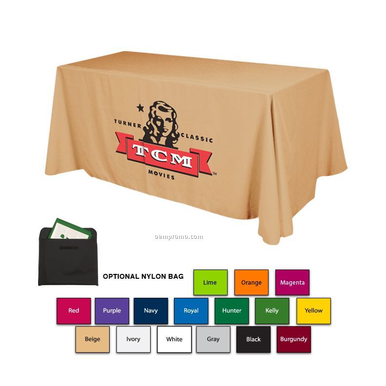 6' Polyester Table Cover W/ 3 Side Coverage (Imprinted)