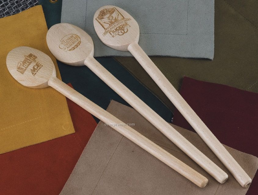 12" Wooden French Oval Spoon (Laser Engraved)