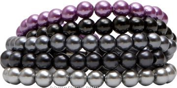 5 Piece Silver-tone Hematite Glass Pearl Bracelet Set