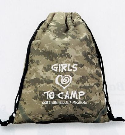 Digital Camo Drawstring Backpack