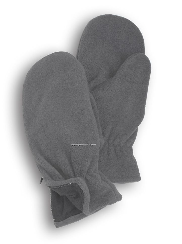 Wolfmark Charcoal Gray Fleece Zip Mitten