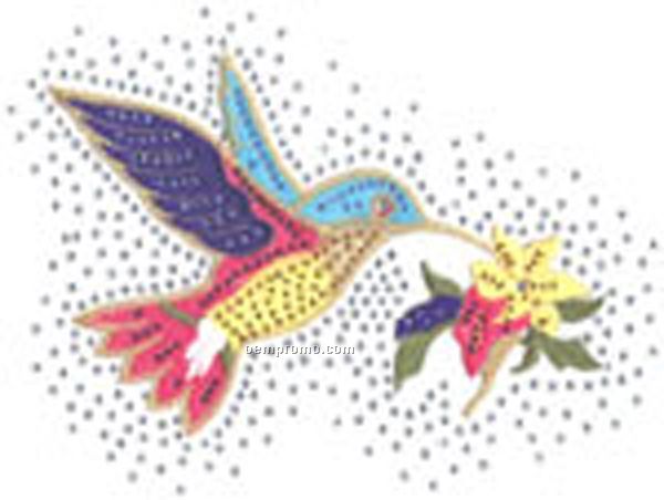 Bird And Flower Cloth W/Rhinestones Around Transfer