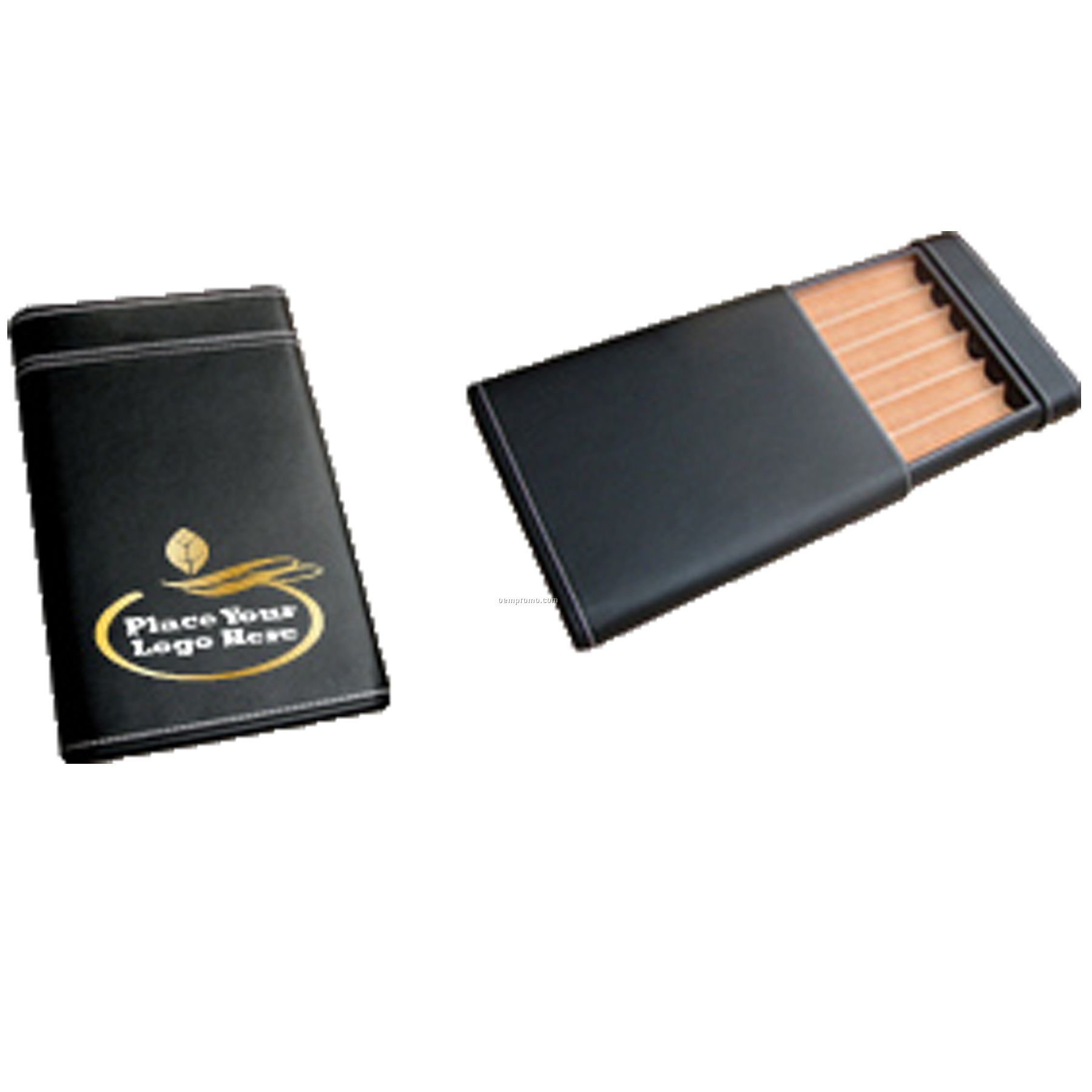 Black Leather, Holds 6 Cigars (No Cigars)
