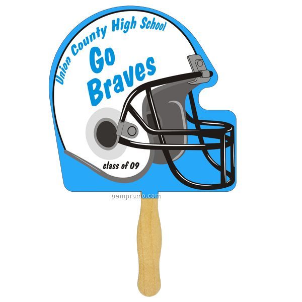 Helmet Glued Hand Fan (1 Side/ 1 Color Imprint)