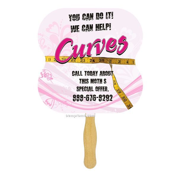 Hour Glass Glued Hand Fan (1 Side/ 1 Color Imprint)