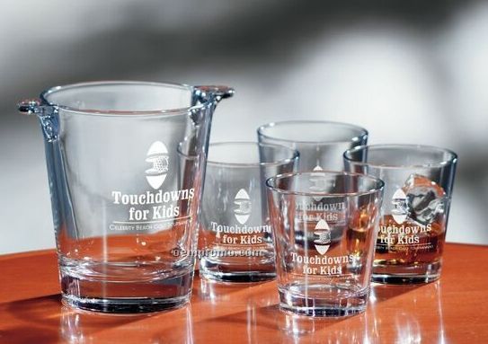 5 Piece Tavern Bar Set - 1 Bucket & 4 Glasses