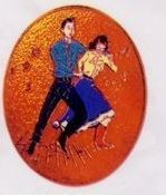 Square Dancer Cloisonne Medallion Bolo Tie