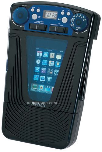 Jensen Jiss85 Universal Docking AM/FM Shower Radio With Lcd Clock For Ipod