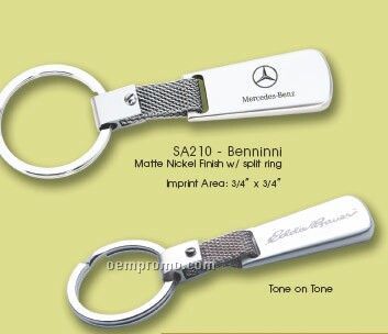 Benninni Matte Nickel Finish Key Ring W/ Split Ring (Dark Etched)