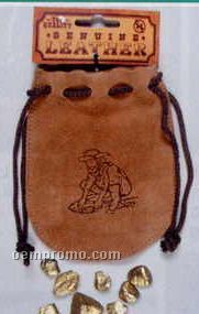 Golden Nuggets In Leather Drawstring Poke