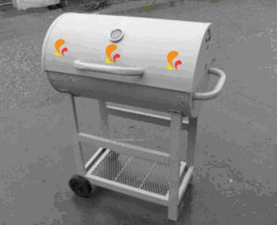 Barbecue Grill - Barrel W/Front & Side Handles & Mesh Bottom Shelf